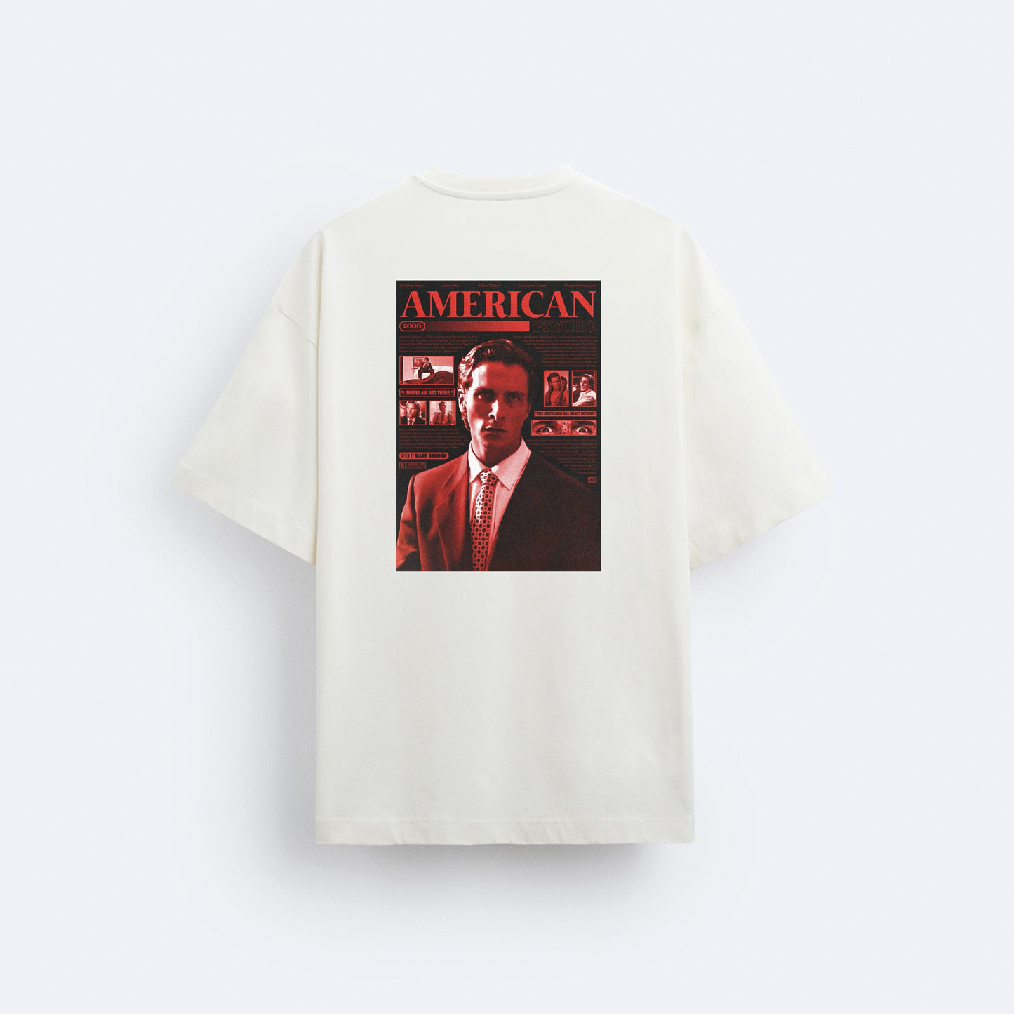 American Psycho Ön ve Arka Baskılı Oversize T-Shirt