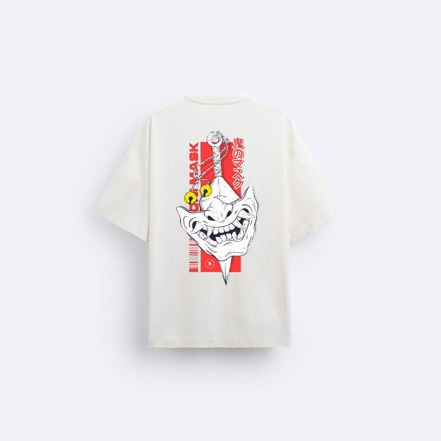 Oni Mask Arka Baskılı Oversize T-Shirt