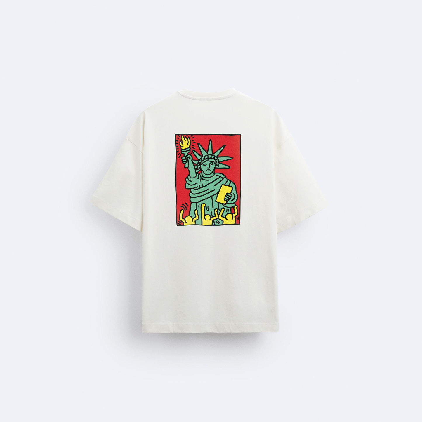 Statue of Liberty Arka Baskılı Oversize T-Shirt