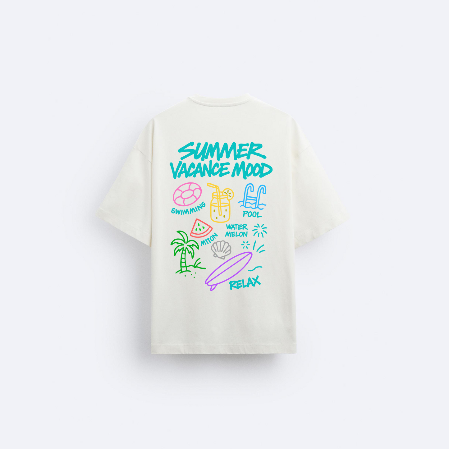 Summer Mood Arka Baskılı Oversize T-Shirt