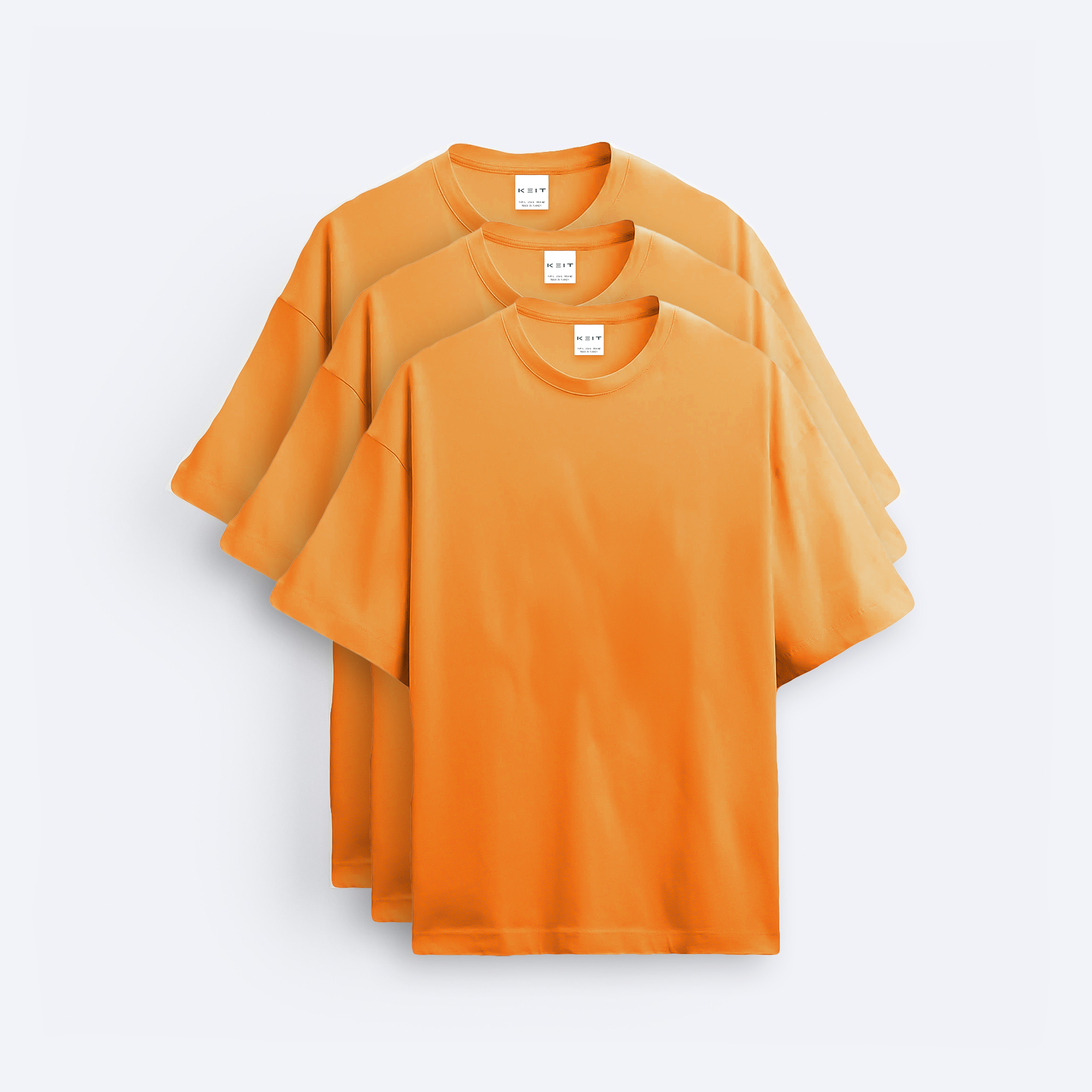 3'lü Keit Premium Turuncu Oversize T-Shirt