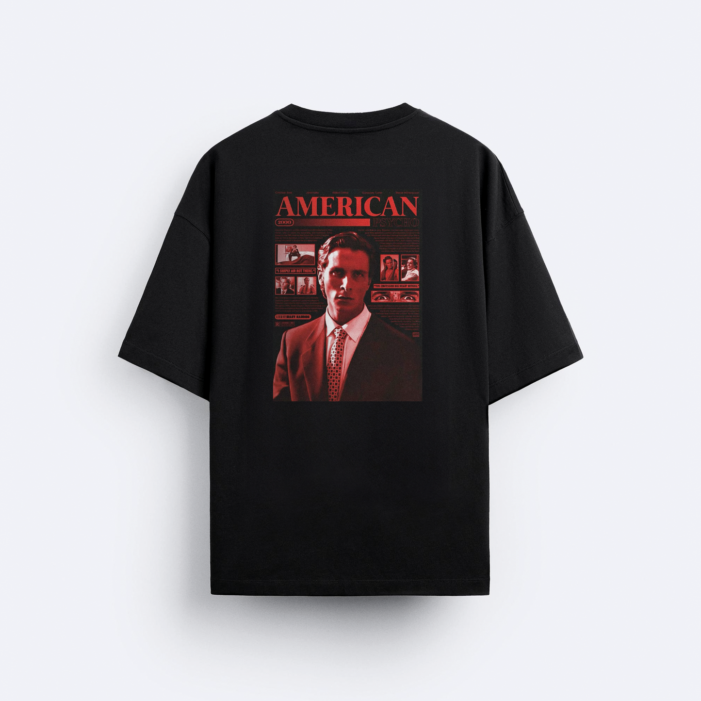 American Psycho Ön ve Arka Baskılı Oversize T-Shirt