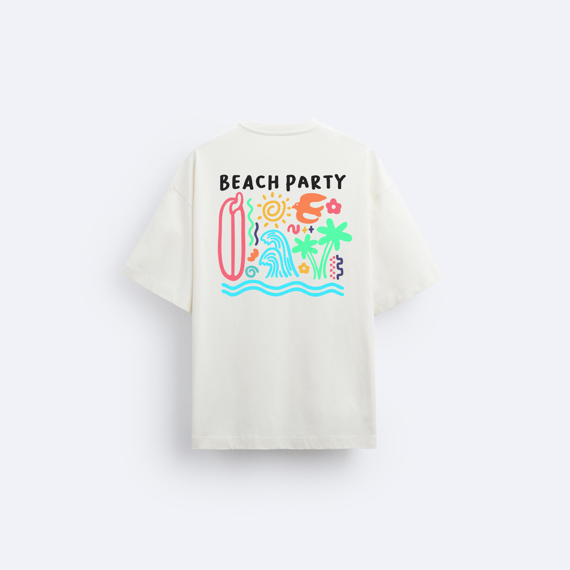 Beach Part Arka Baskılı Oversize T-Shirt