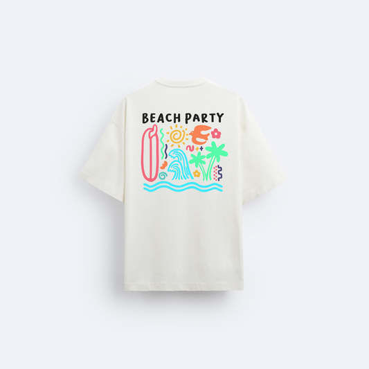 Beach Part Arka Baskılı Oversize T-Shirt