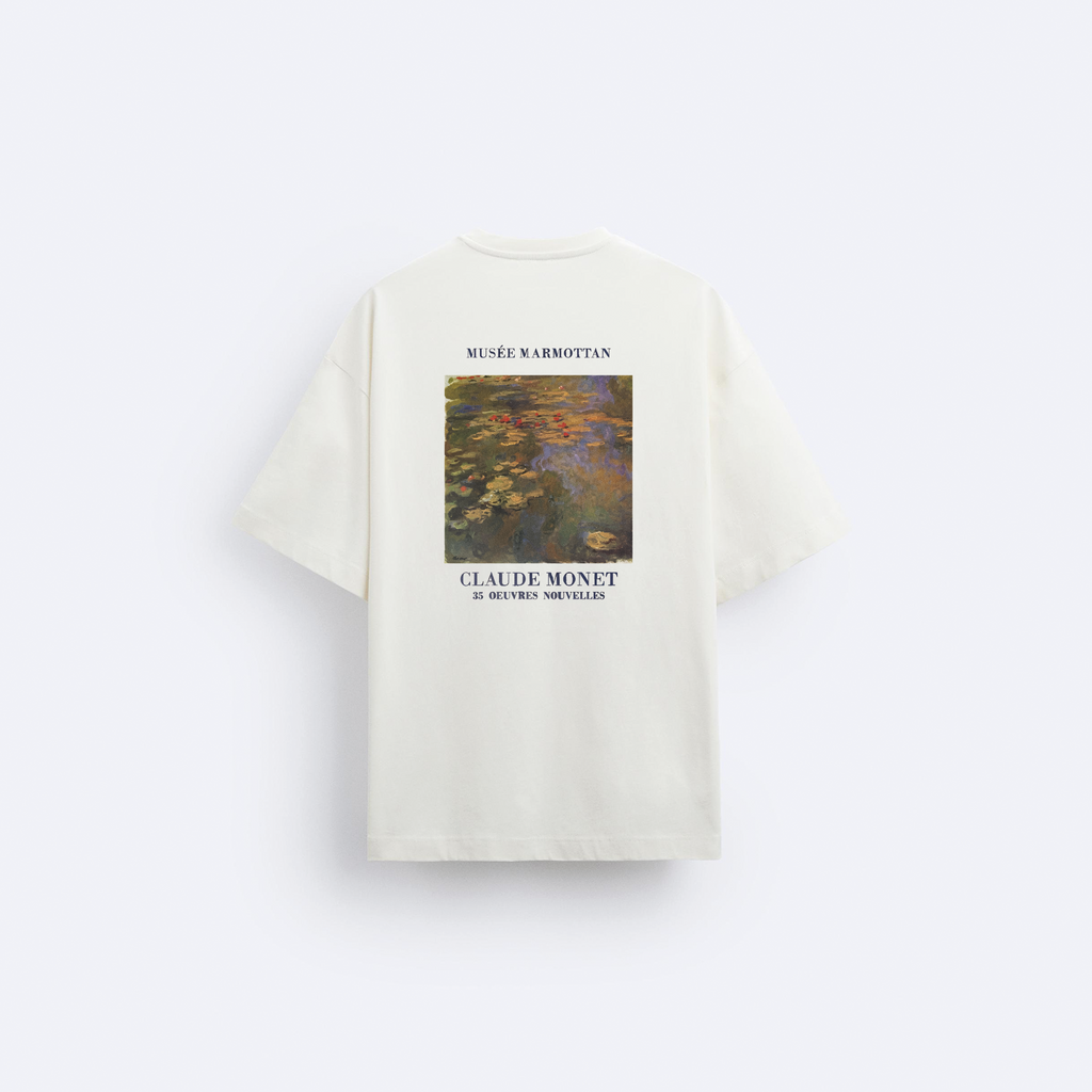 Claude Monet Arka Baskılı Oversize T-Shirt