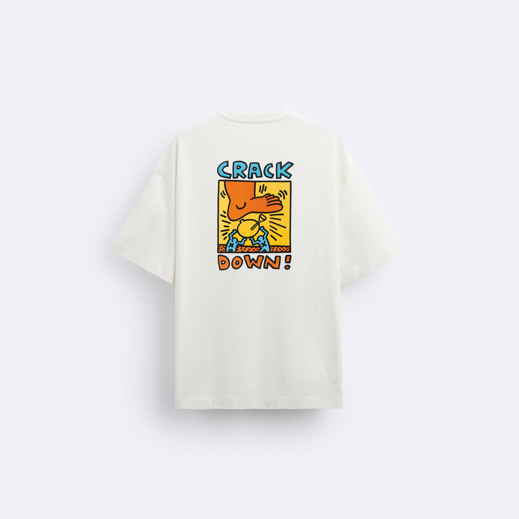 Crack Down Arka Baskılı Oversize T-Shirt