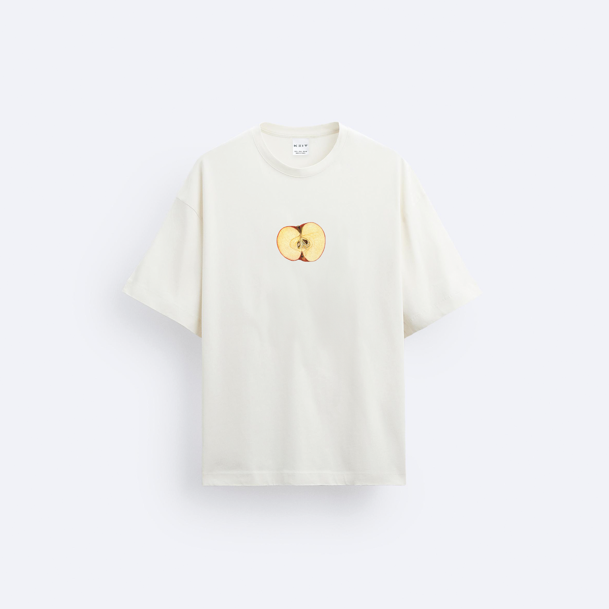 Apple Ön ve Arka Baskılı Oversize T-Shirt
