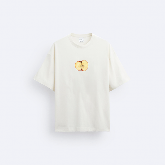 Apple Ön ve Arka Baskılı Oversize T-Shirt