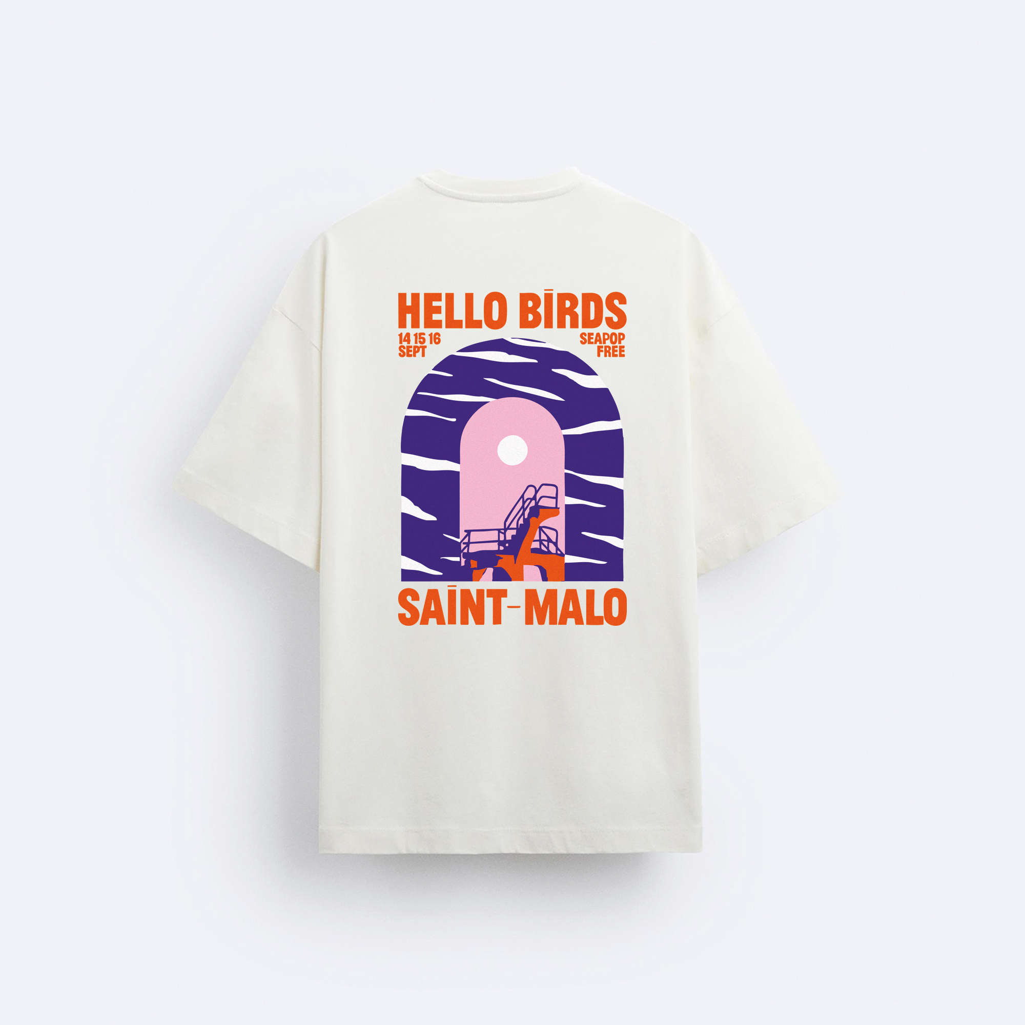Hello Birds Arka Baskılı Oversize T-Shirt