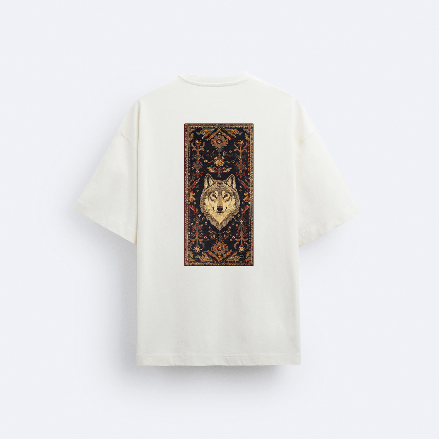 Kurt Motifi Arka Baskılı Oversize T-Shirt