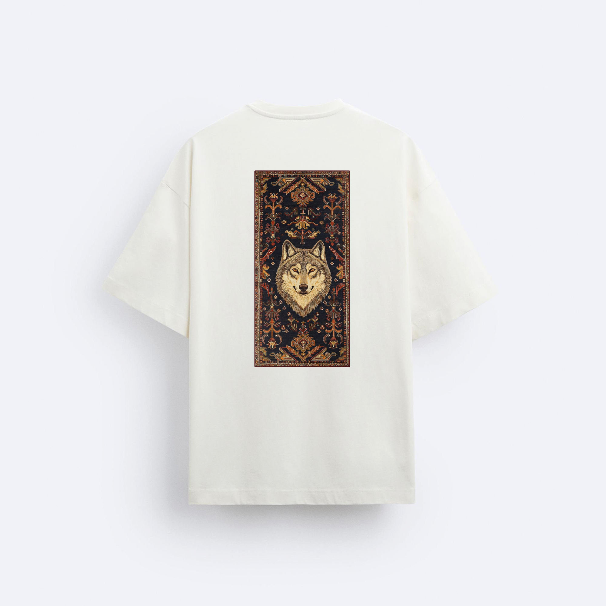 Kurt Motifi Arka Baskılı Oversize T-Shirt