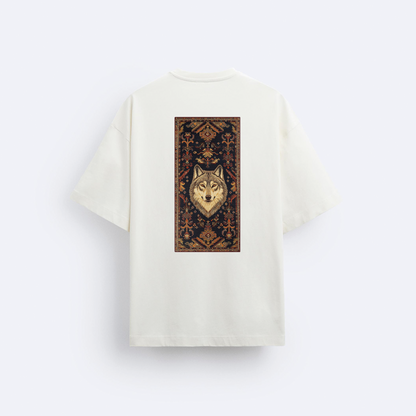 Kurt Motifi Arka Baskılı Oversize T-Shirt