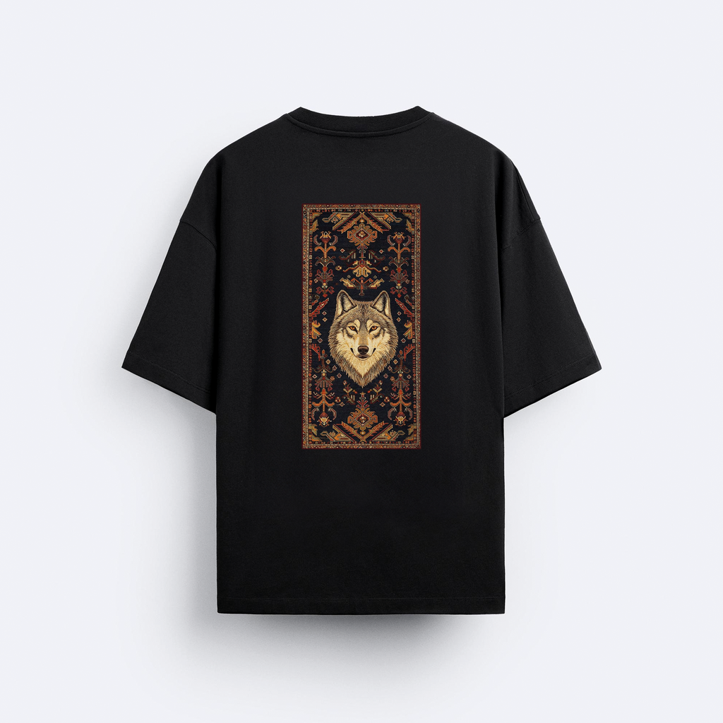 Kurt Motifi Arka Baskılı Oversize T-Shirt