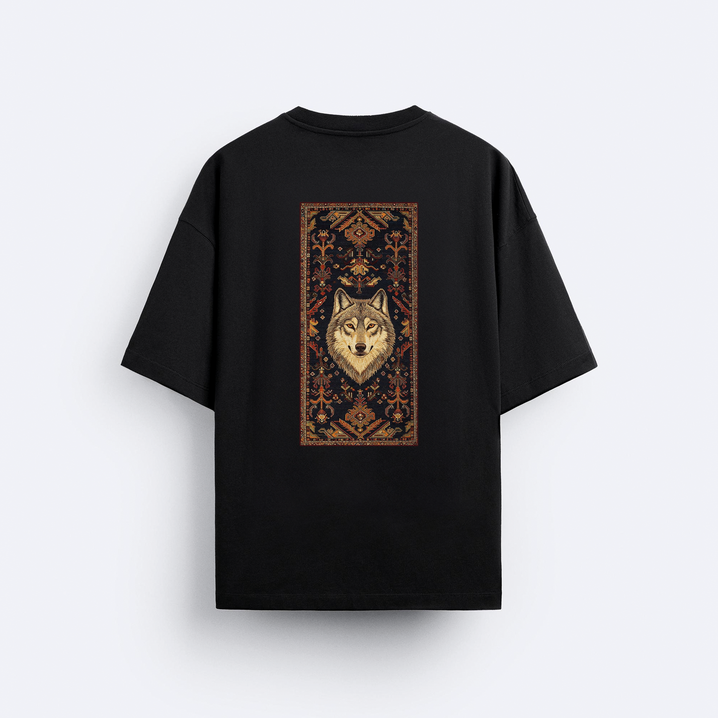 Kurt Motifi Arka Baskılı Oversize T-Shirt