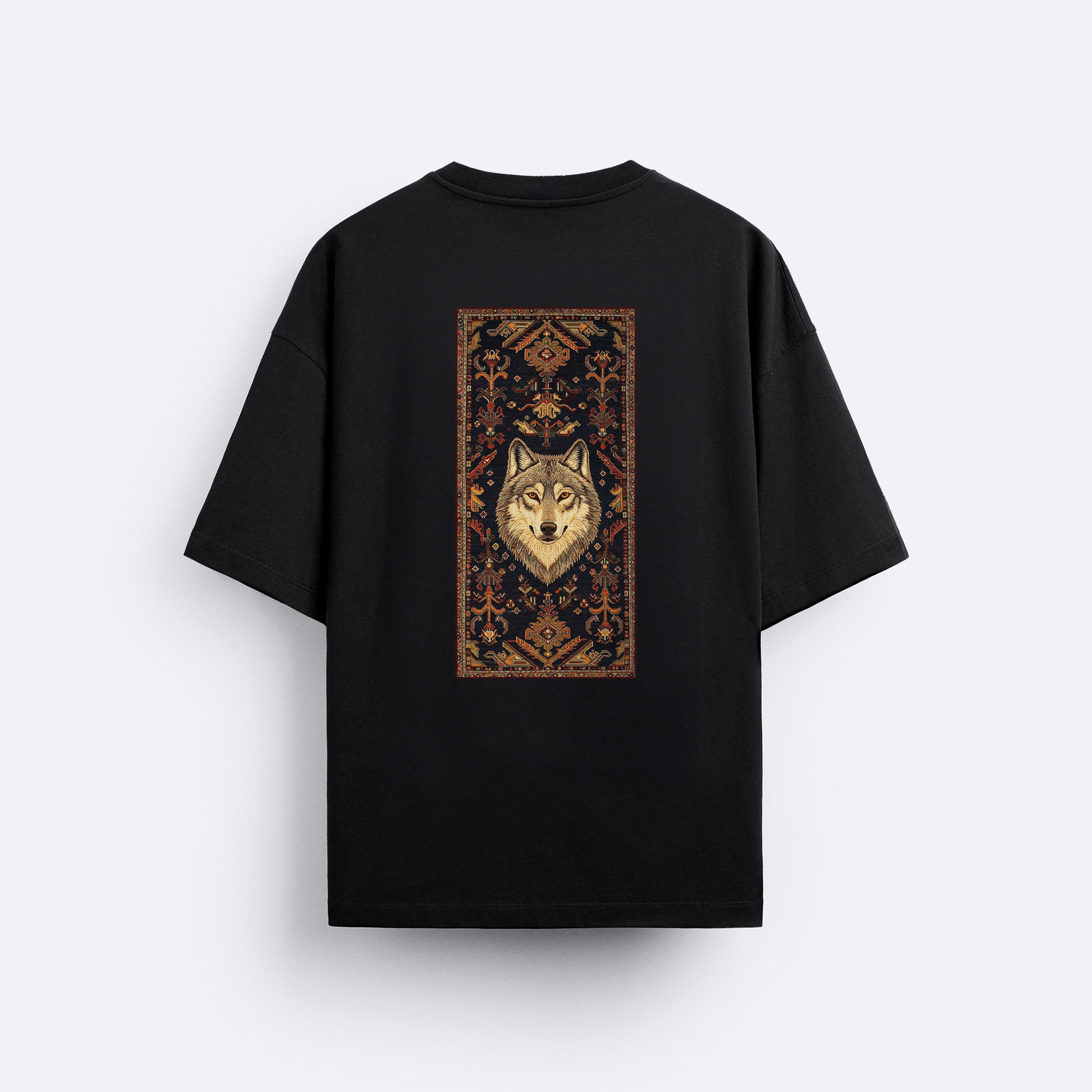 Kurt Motifi Arka Baskılı Oversize T-Shirt