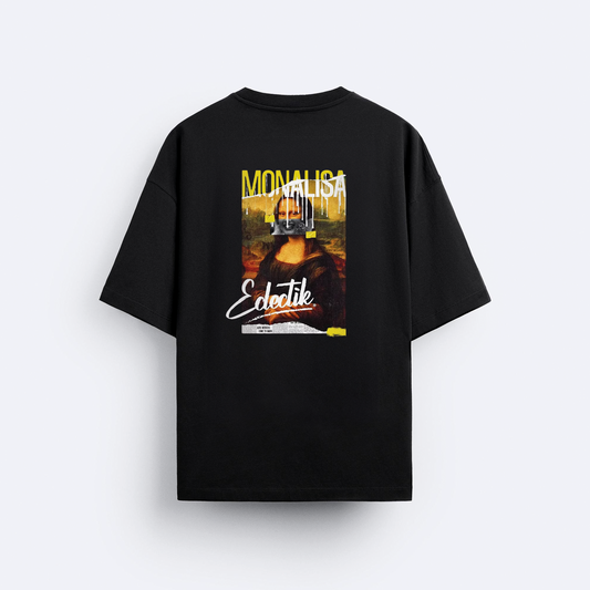 Mona Lisa Arka Baskılı Oversize T-Shirt
