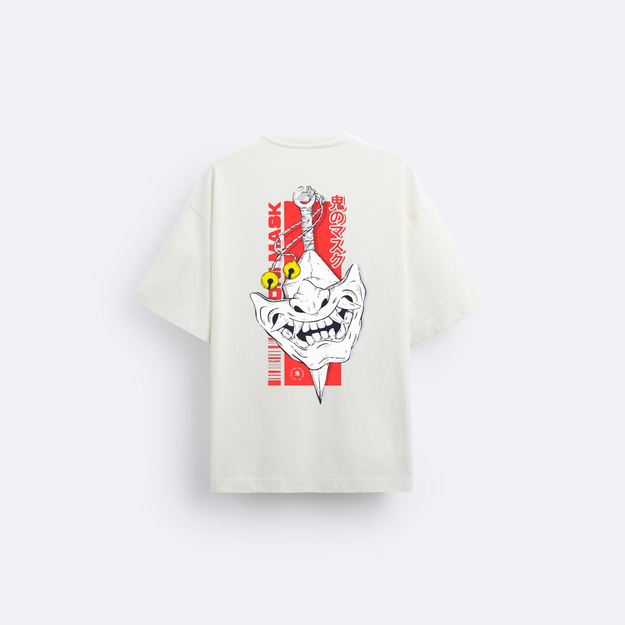 Oni Mask Arka Baskılı Oversize T-Shirt