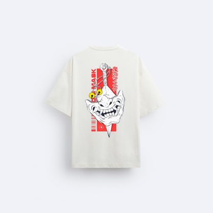 Oni Mask Arka Baskılı Oversize T-Shirt