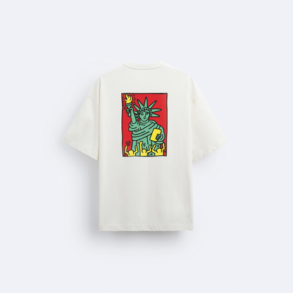 Statue of Liberty Arka Baskılı Oversize T-Shirt