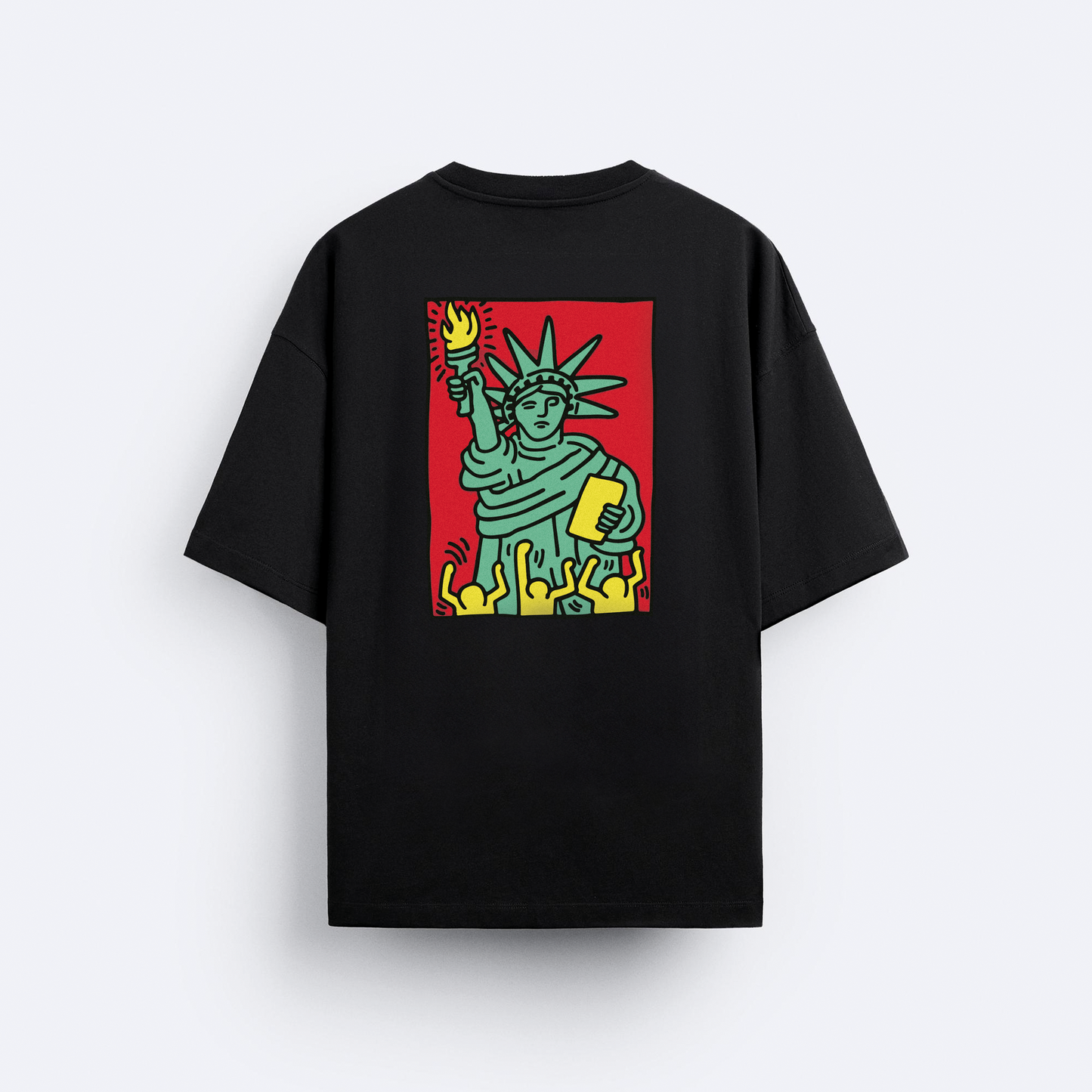 Statue of Liberty Arka Baskılı Oversize T-Shirt