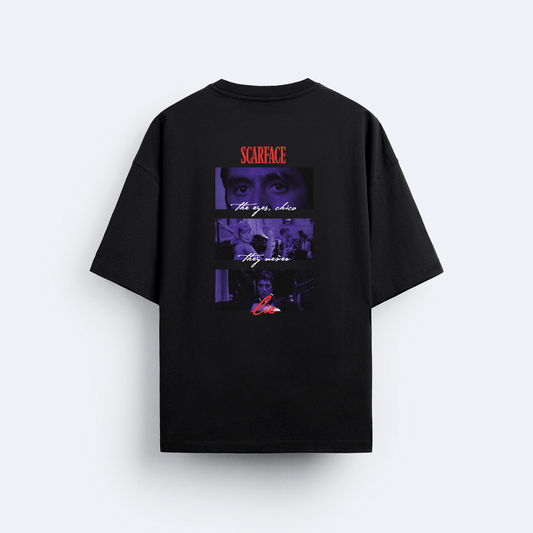 ''The Eyes, Chico They Never Lie'' Arka Baskılı Oversize T-Shirt