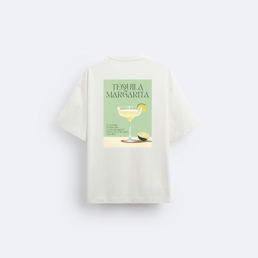 Tequila Margarita Arka Baskılı Oversize T-Shirt